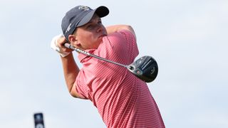 Caleb Surratt takes a shot during the Walker Cup