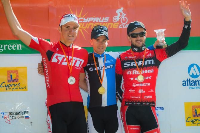 Elite men podium: Jaroslav Kulhavy, Fabian Giger, Jan Skarnitzl