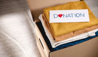 Box of Cloth with Donate label