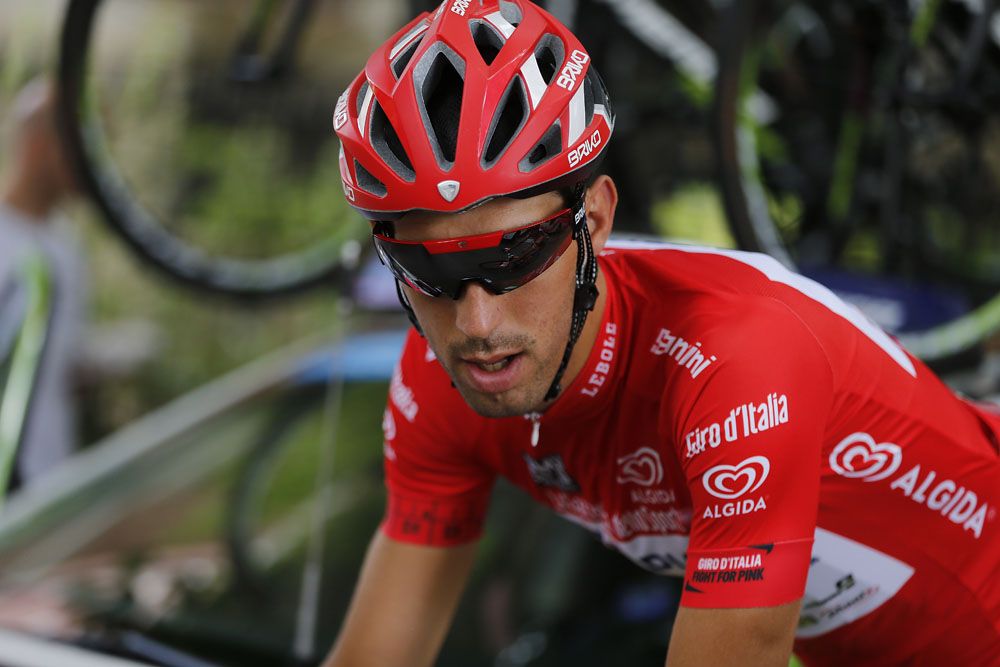 Nicola Boem in the red jersey