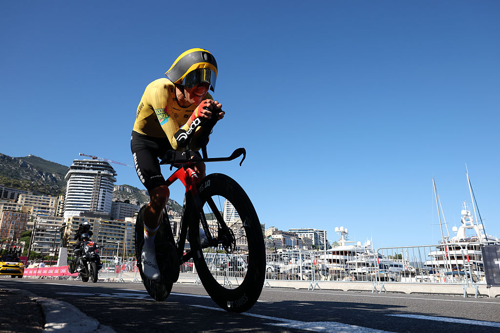 MONACO, MONACO - AUGUST 22: Tobias Halland Johannessen of Norway and Team Uno-X Mobility competes during the La Vuelta - 81st Tour of Spain 2026, Stage 1 a 9.4km individual time trial stage from Monaco to Monaco / #UCIWT / on August 22, 2026 in Monaco, Monaco. (Photo by Alexander Hassenstein/Getty Images)