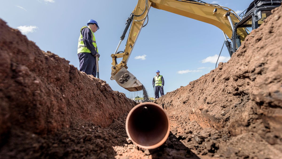 Drains being installed