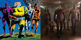 The Guardians of the Galaxy (circa 2017) assembled side-by-side