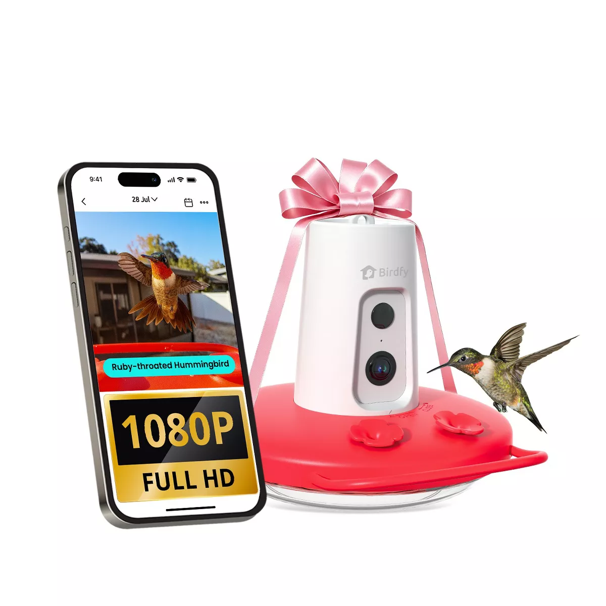 Birdfy Hummingbird Feeder Mini Ai Smart Mini Feeder With 1080p Camera, 7-Day Free Trial, Ant Moat, Waterproof