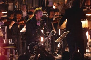 James Hetfield onstage with the San Francisco Symphony Orchestra