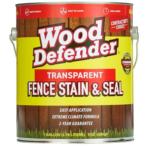 Wood Defender Transparent Fence Wood Stain and Seal in One, Oil-Based Penetrating Sealer, Professional-Grade, Long-Lasting, Weather-Resistant Protector, Cedar Tone, 1-Gallon
