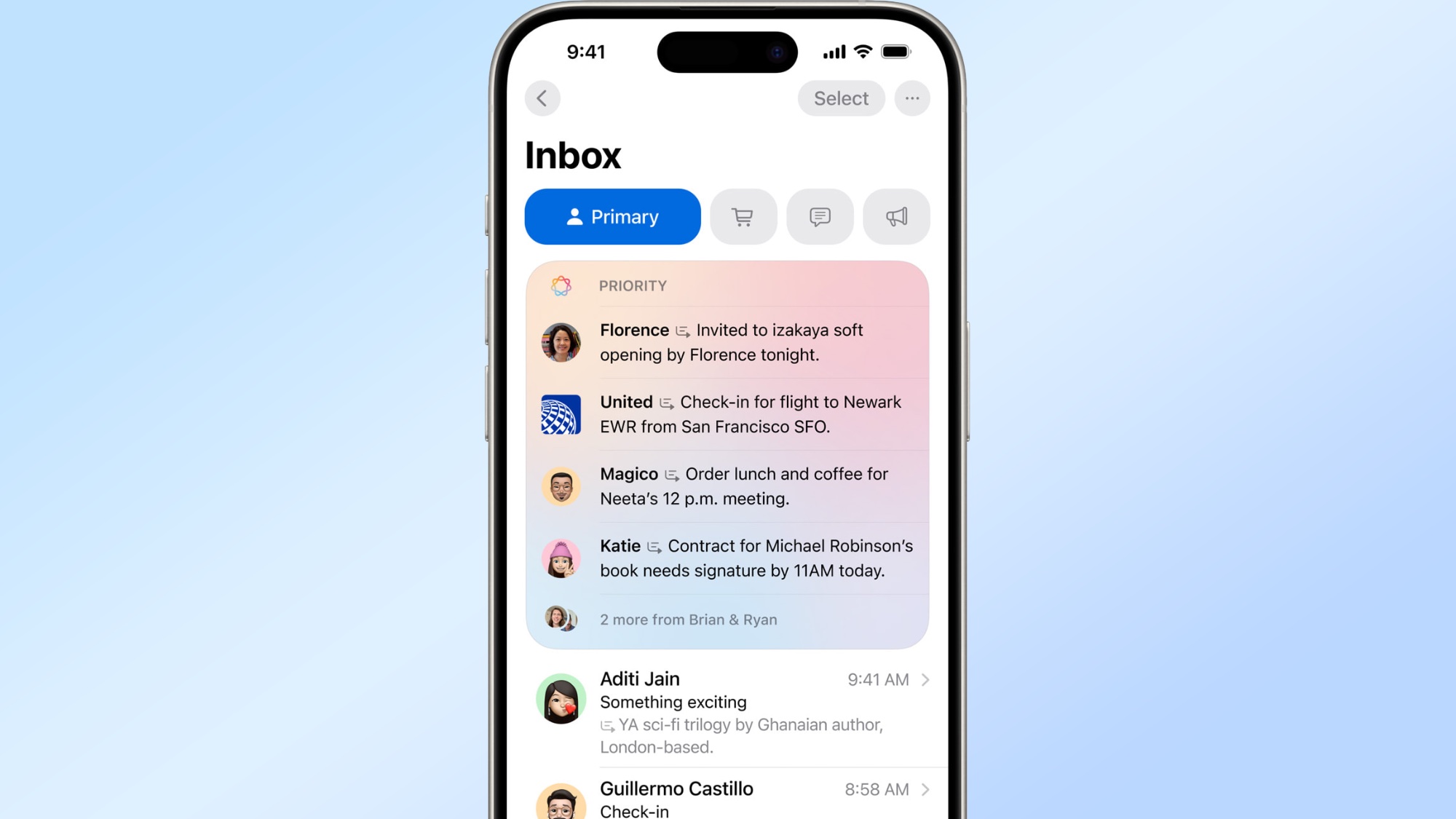 Mensajes prioritarios de Apple Intelligence en Mail