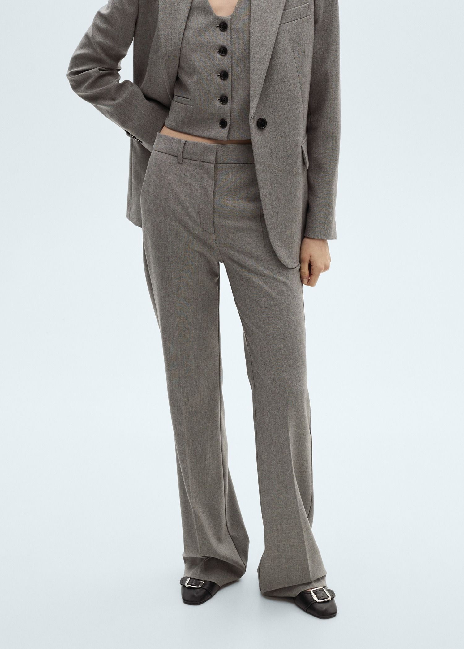 MANGO, Straight Suit Trousers in Grey