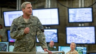 Brad Pitt as General Glen McMahon in War Machine, one of the best Netflix war movies