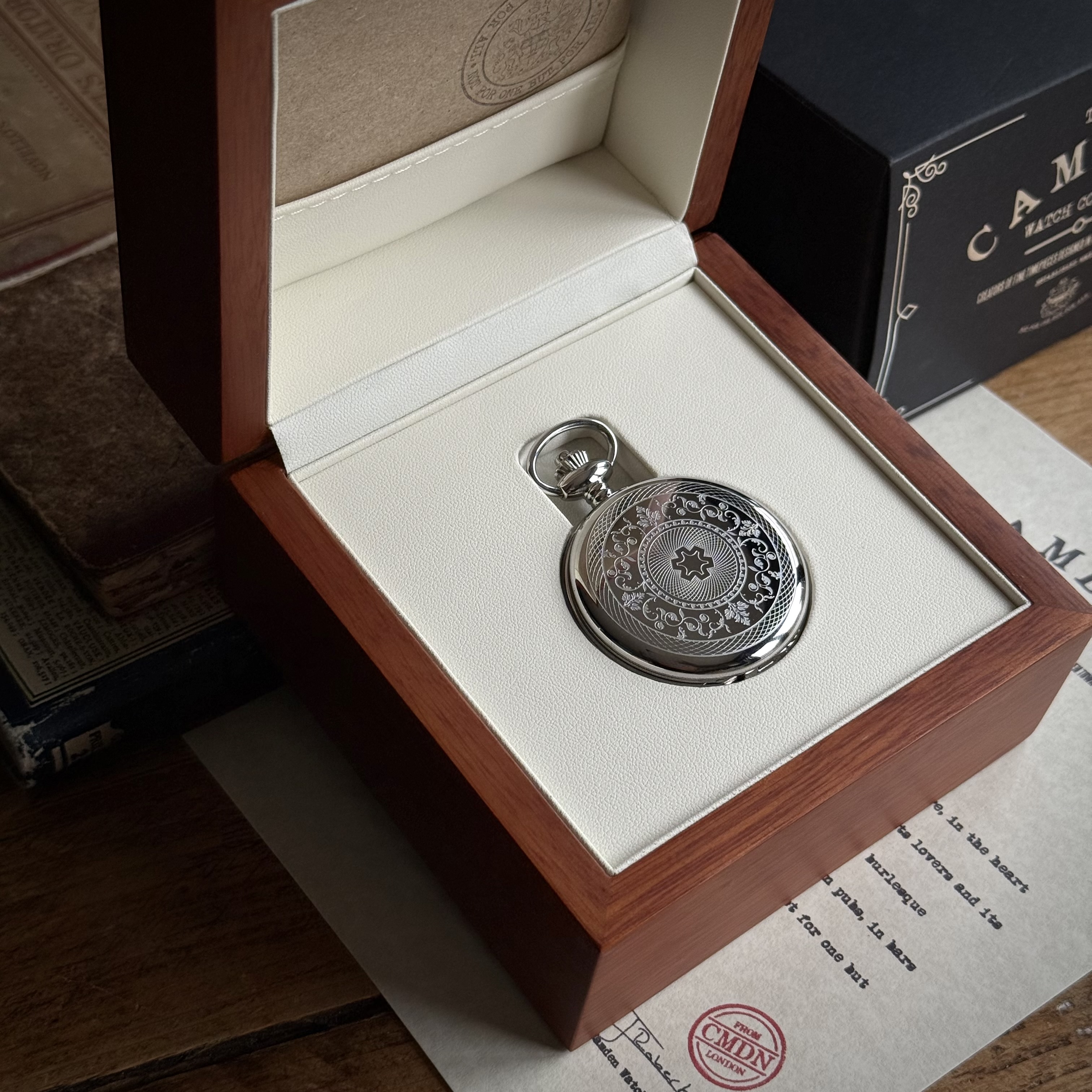 The Camden watch pocket watch from different angles 