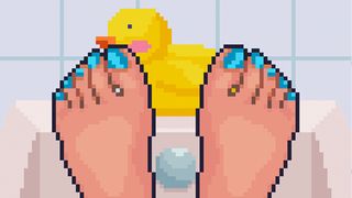 Feetpix NFT; pixel art of feet with a rubber duck