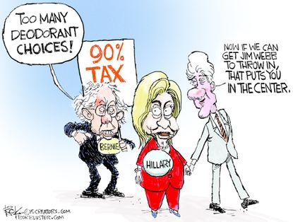 Political cartoon U.S. Hillary Clinton Bernie Sanders 2016