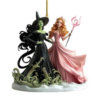 Yuetays Because I Knew You I Have Been Changed for Good Wicked Hanging Decorations Ornament Gifts for Women for Men Gifts for Family Christmas Ornament Green Witch Pink Witch Defying Gravity