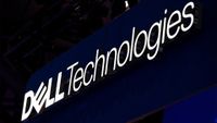 Dell Technologies logo and branding pictured at the company's stall at Mobile World Congress (MWC)