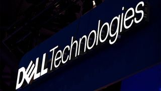 Dell Technologies logo and branding pictured at the company's stall at Mobile World Congress (MWC)