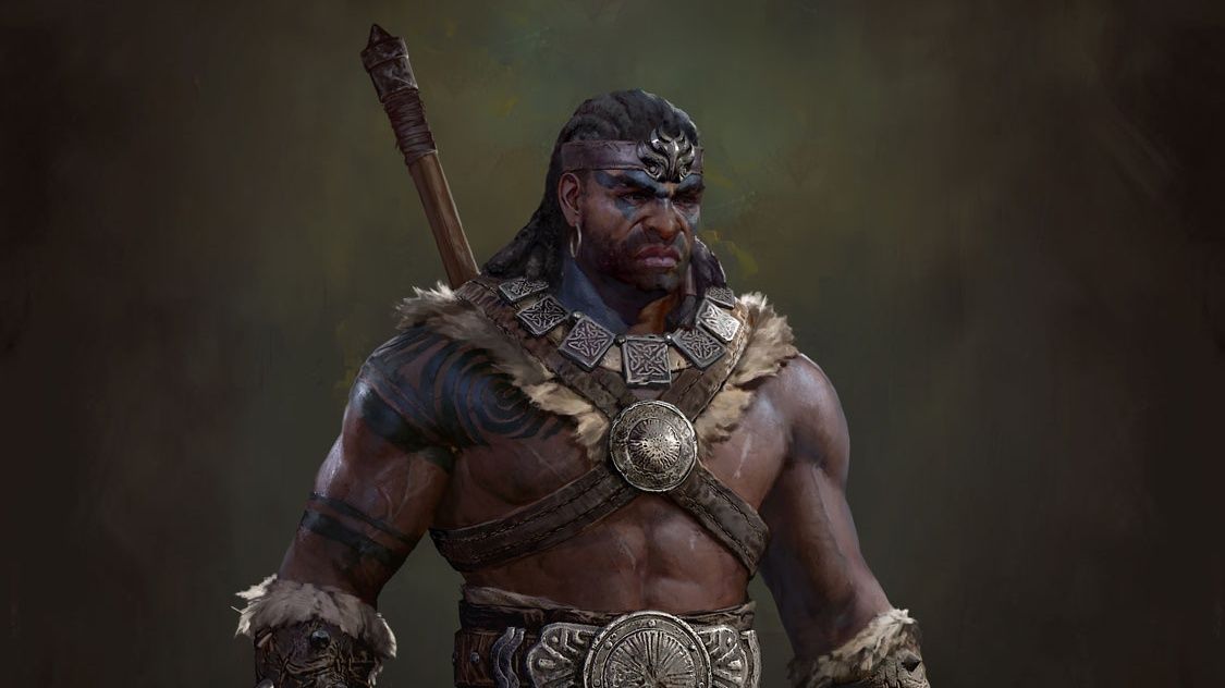 Concept art of Diablo 4&#039;s Barbarian class, male version.