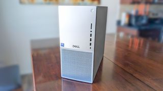 The front of the Dell Tower Plus EBT2250 as it sits on a table.
