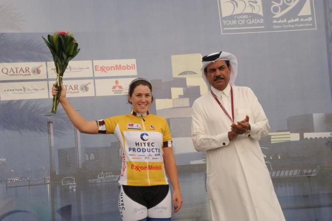 Another day in yellow for Chloe Hosking (Hitec Products UCK)