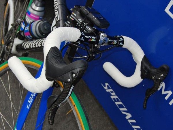 Double-wrapped bars and supplemental brake levers were common sights at this year's Paris-Roubaix.