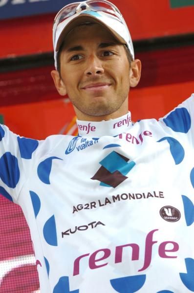 Matteo Montaguti (Ag2r-La Mondiale) in the mountains jersey.