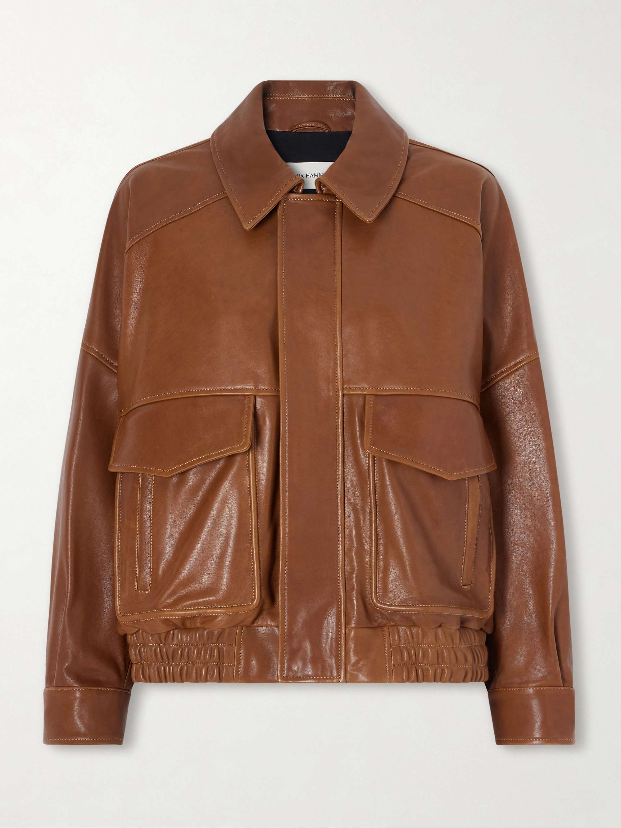 Runa Paneled Leather Bomber Jacket