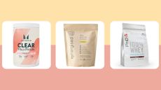A selection of the best protein powders for women, including MyProtein's Clear Whey, Synergised's Daily Essential Formula, and PhD's 100% Whey Protein