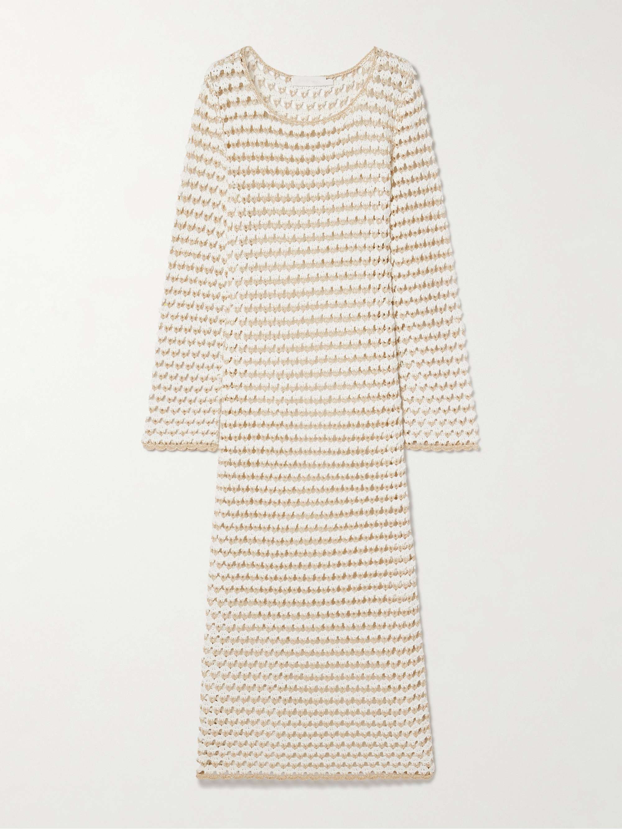 Tallow Metallic Crocheted Cotton-Blend Midi Dress