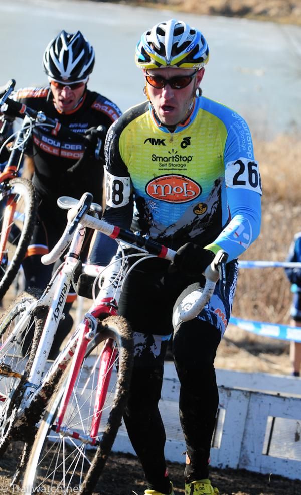 Adam Myerson (SmartStop-Mock Orange Bikes p/b Ridley) leading on lap one