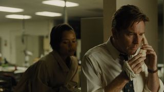 Taylor Russell and Ewan McGregor in Mother, Couch