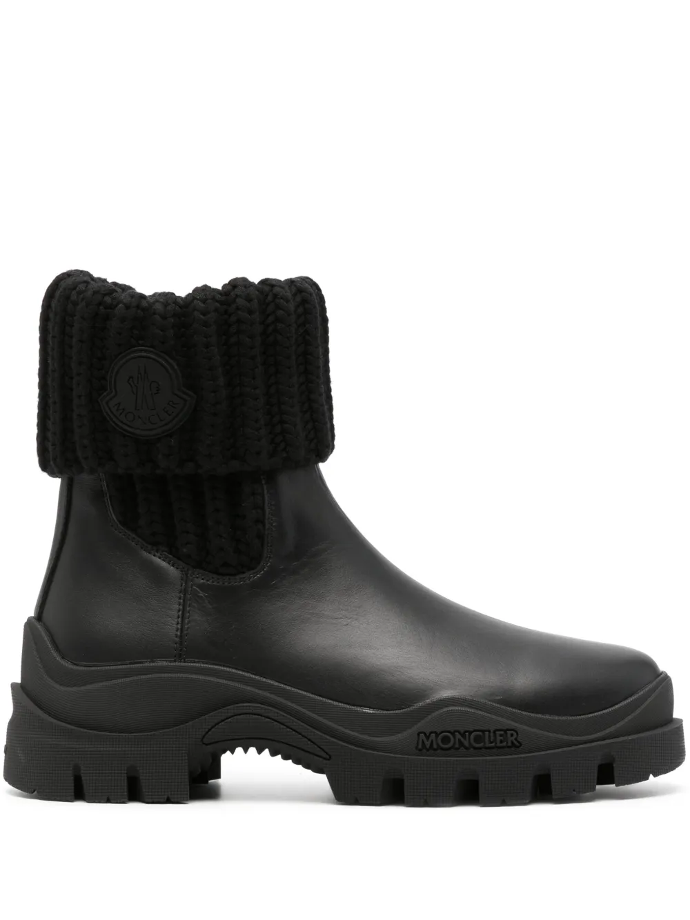 Moncler Larue Ribbed-Knit Leather Boots | 41