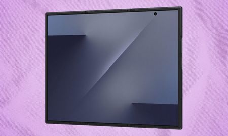 Galaxy Z TriFold against purple background.