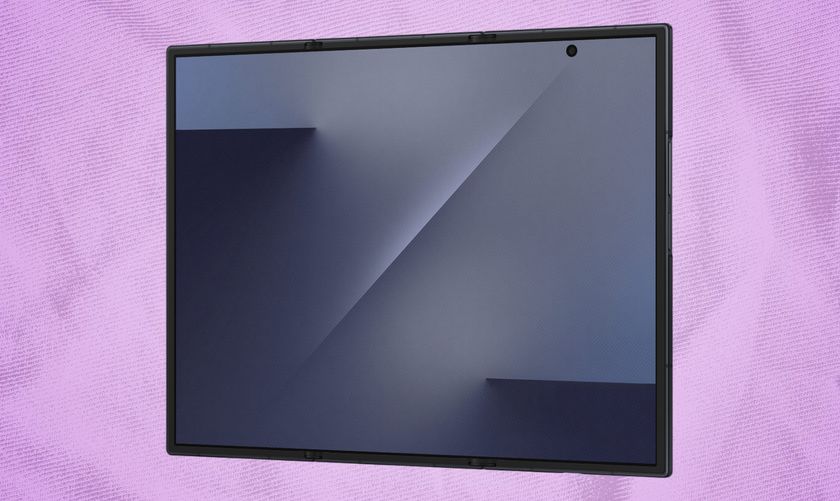 Galaxy Z TriFold against purple background.