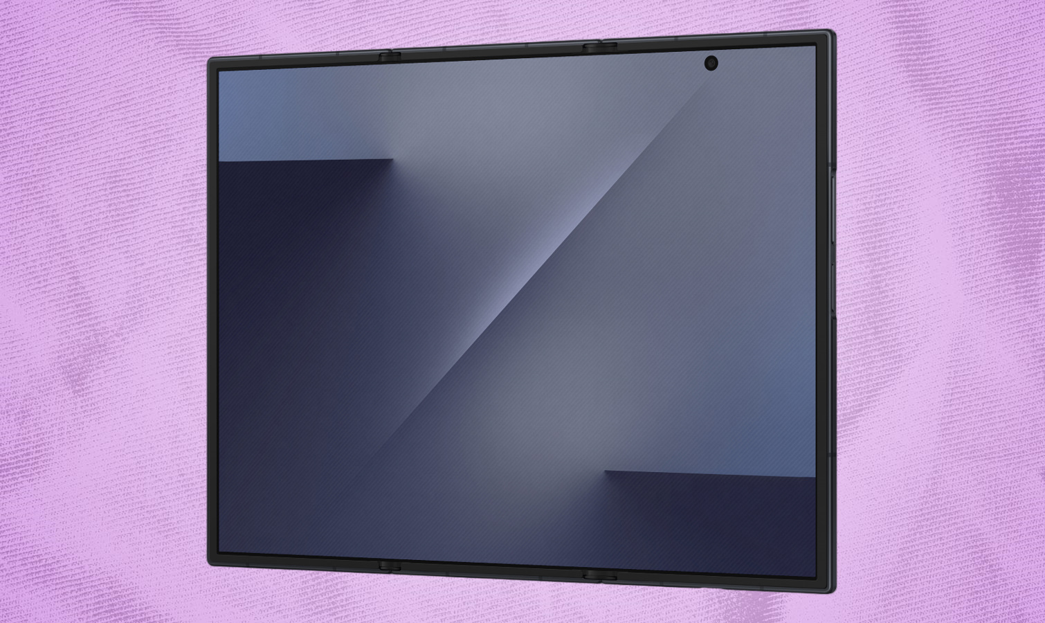 Galaxy Z TriFold against purple background.