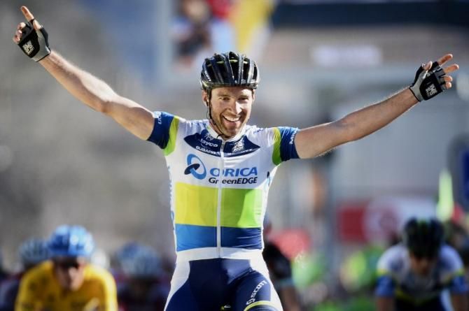 Michael Albasini (Orica-GreenEdge) celebrates his stage win in Paris-Nice