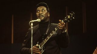 Muddy Waters onstage in England for the recording of BBC Television show Jazz at the Maltings
