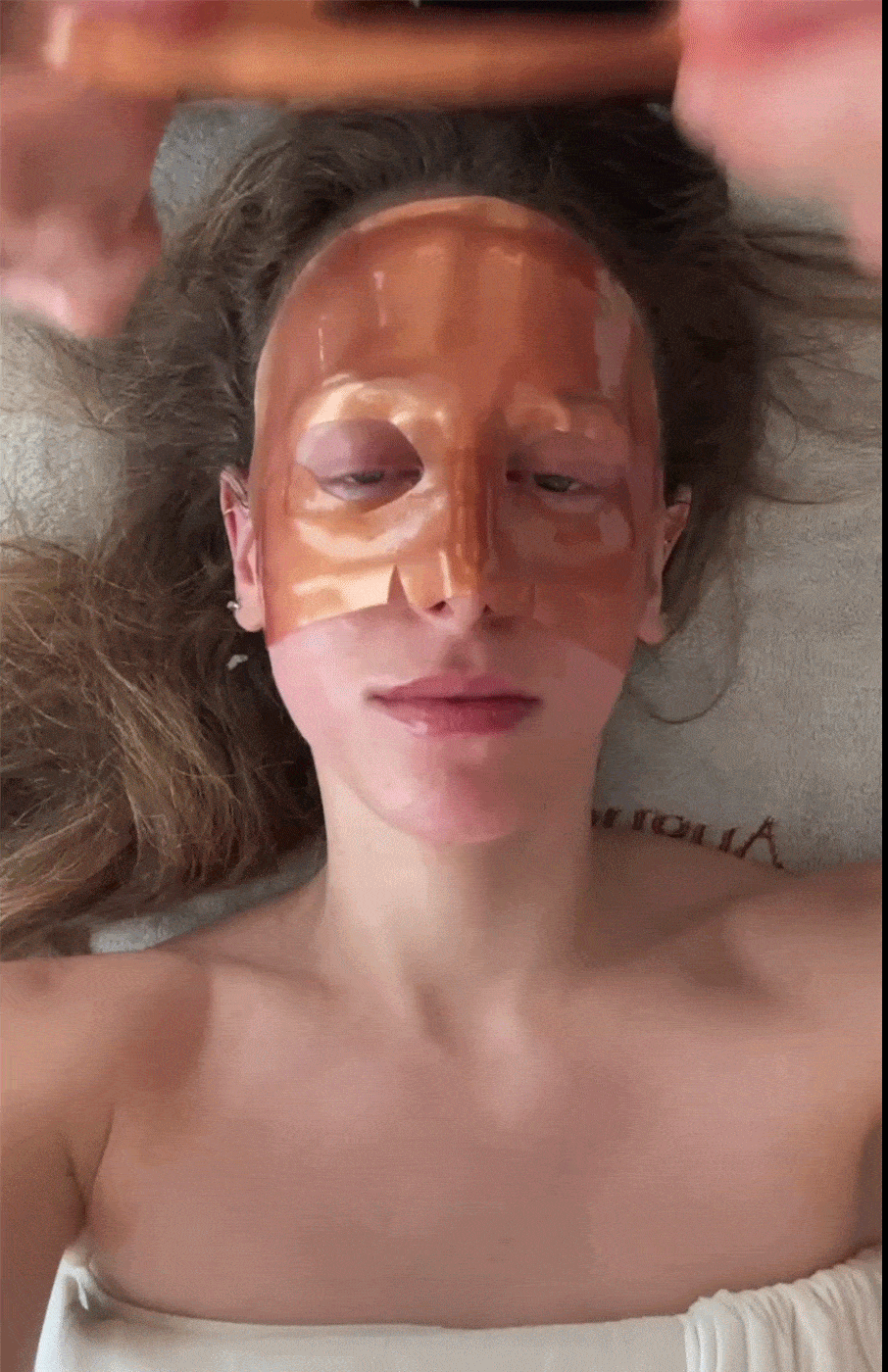 Jamie Schneider receiving Lord Gavin's signature red carpet facial