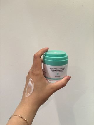 Swatch of Drunk Elephant Protini Polypeptide Cream to show texture on hand