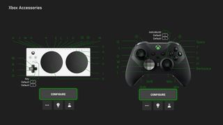 Image of Xbox's Oct. 2023 accessibility update, showing the new menu for binding keyboard and mouse controls to the Xbox Adaptive Controller and Xbox Elite Wireless Controller Series 2.