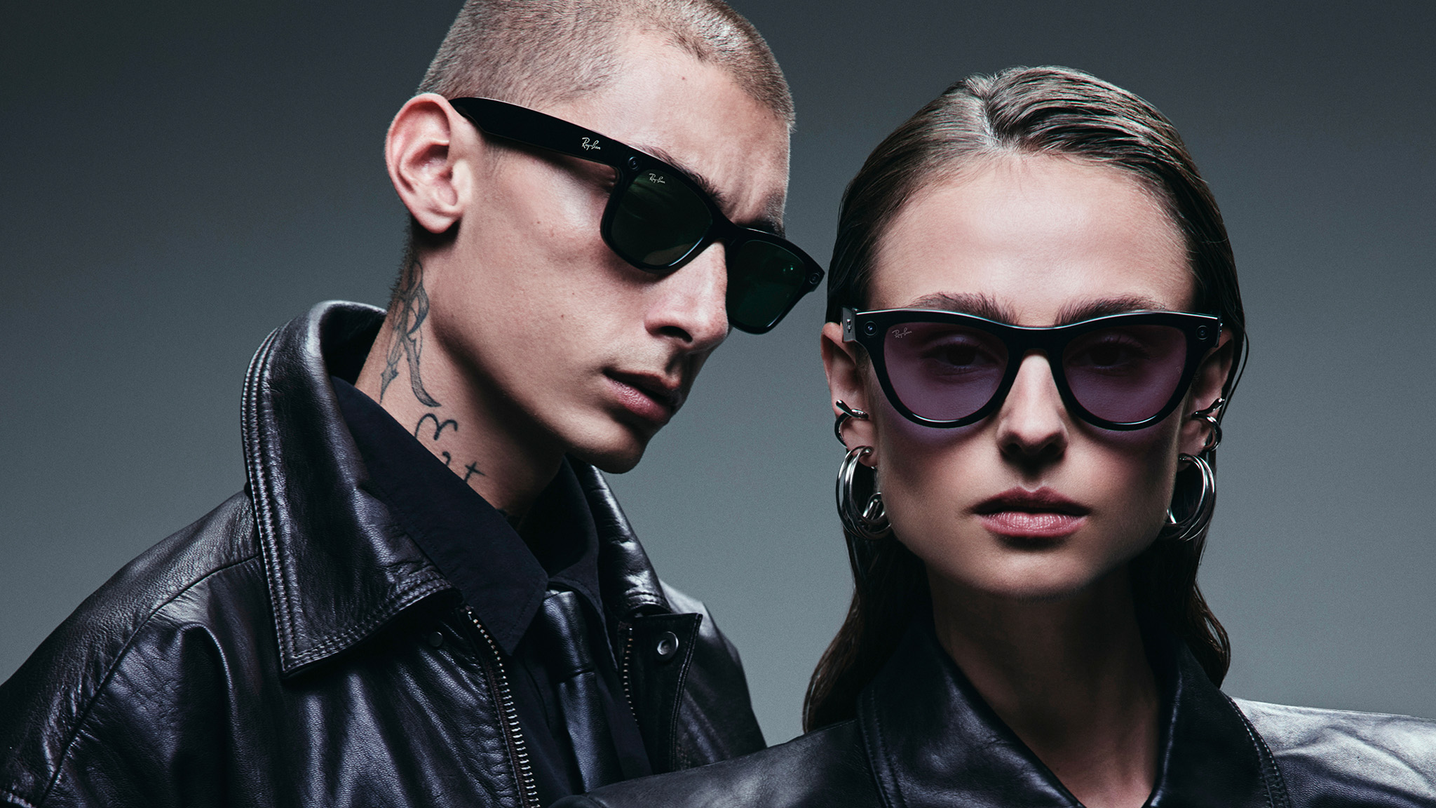 An official lifestyle photo of 2 people wearing Ray-Ban Meta (Gen 2) smart glasses