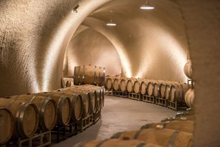 The curved wine caves at L'Aventure Winery in Paso Robles, California