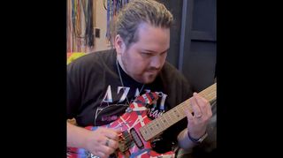 Wolfgang Van Halen plays his father Eddie Van Halen's iconic Frankenstein Superstrat in a video clip he shared on his X.com channel