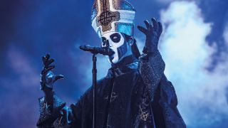 Tobias Forge (as Papa Emeritus III) singing with Ghost in 2017