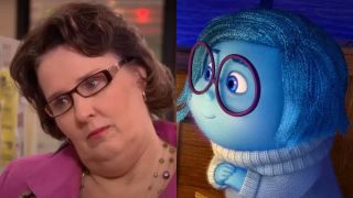 Phyllis Smith in The Office; Sadness in Inside Out 2