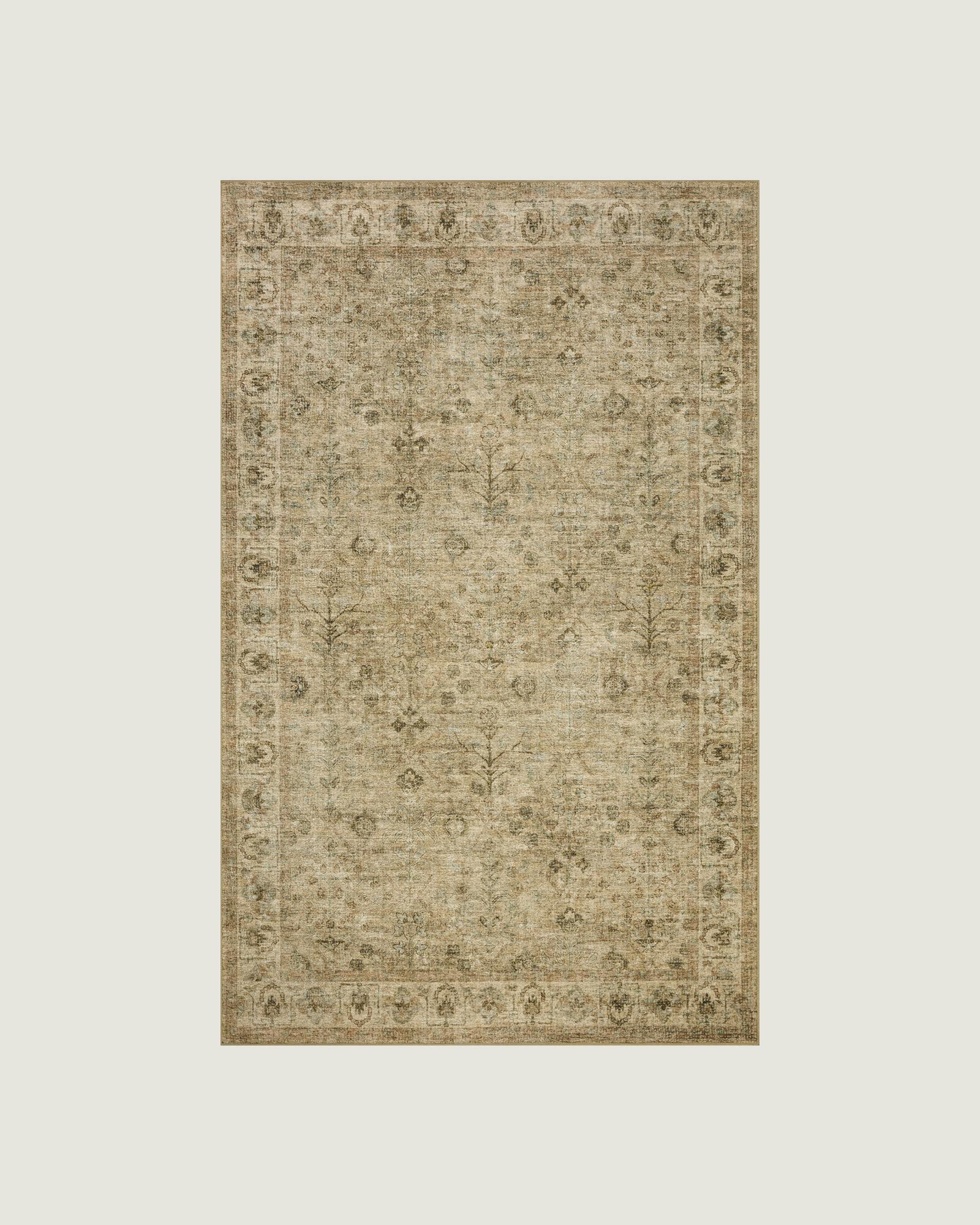 Sylvester Washable Printed Rug - Wheat / Moss 2&apos; 6" X 7&apos; 6" Runner