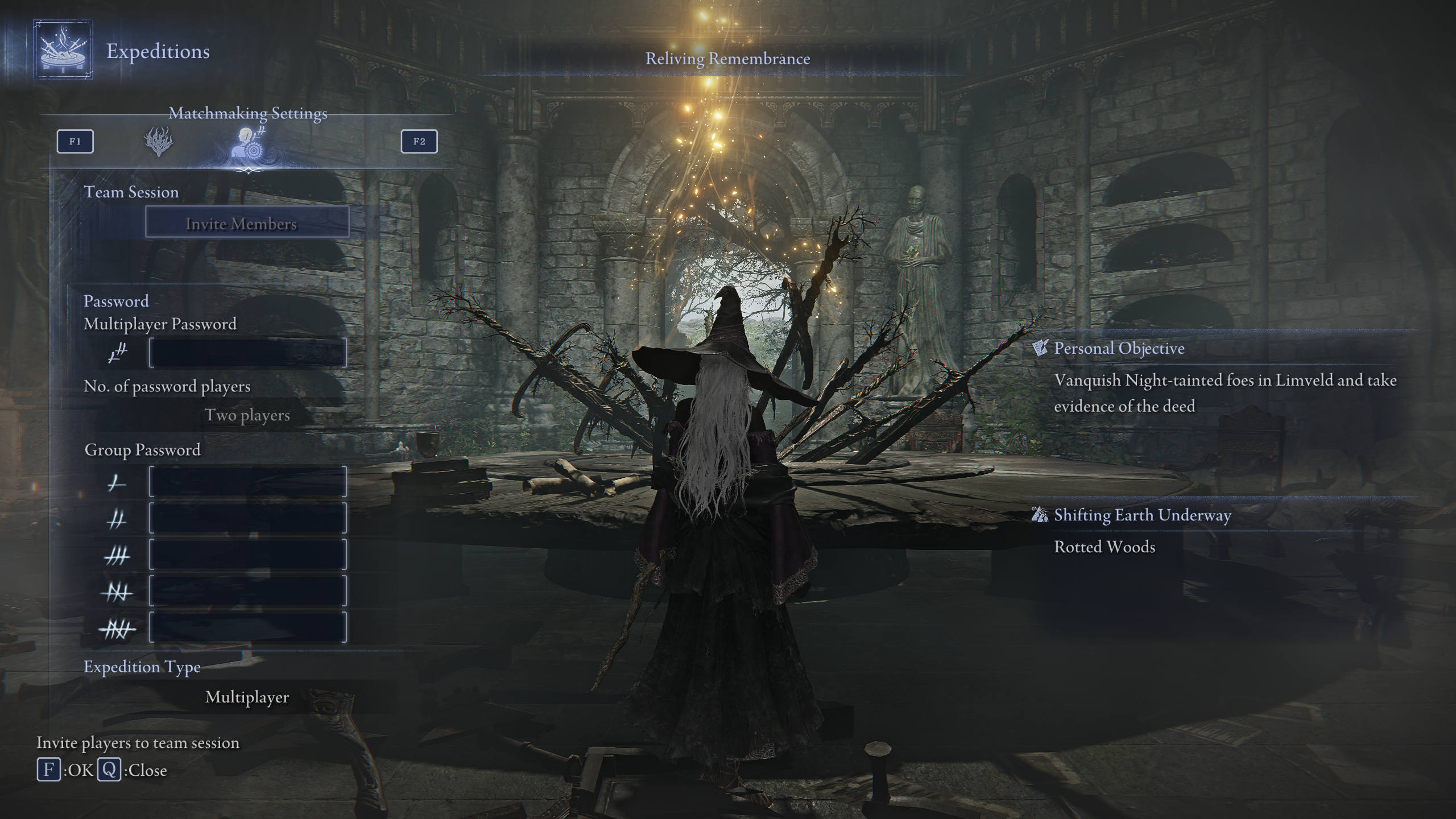 Elden Ring Nightreign multiplayer: The matchmaking settings of the expeditions screen in the Roundtable Hold.