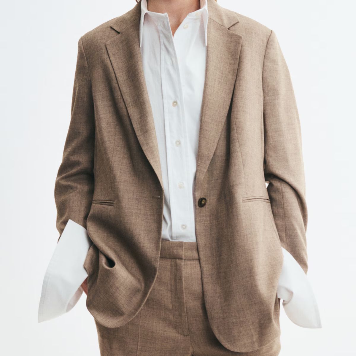 H&amp;amp;M, Single-Breasted Twill Blazer