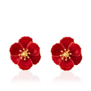 Milou Jewellery Red Blossom Flower Earrings