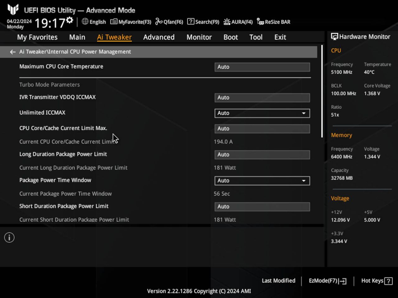 Screenshot of an Asus motherboard BIOS