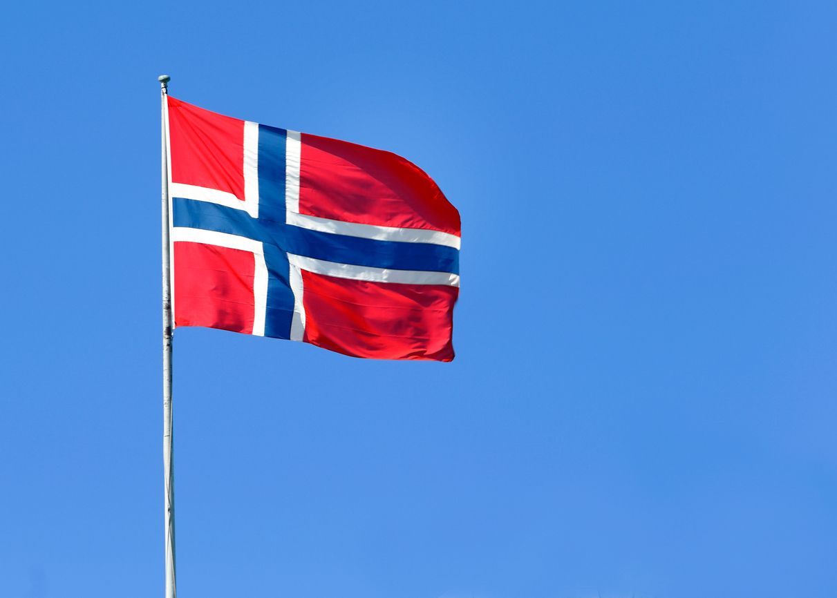 The flag of Norway.