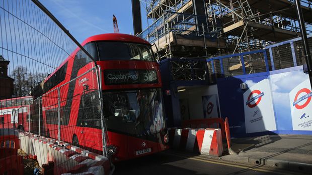 Construction work for the conversion of Tottenham Court Road Tube Station into luxury flats